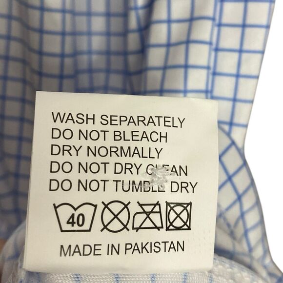 Collars & Co Polo Shirt Mens L Blue Check Golf Preppy Stretch Dress Collar NWT - Picture 8 of 9